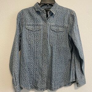 Ralph Lauren Vintage Blue Floral-Print Denim Shirt